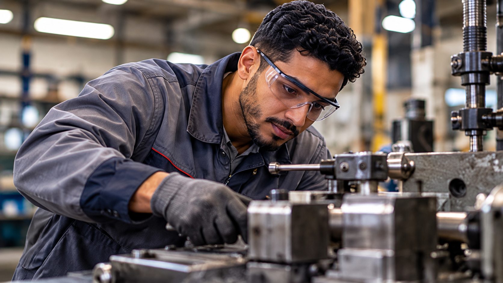 Fachkraft an einer CNC-Maschine